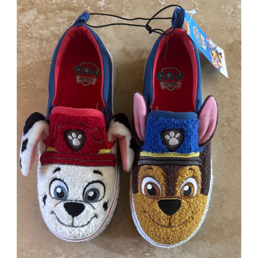 Paw Patrol Slip On Sneakers Kids Size 12 Blue Marshall Chase Shoes NEW